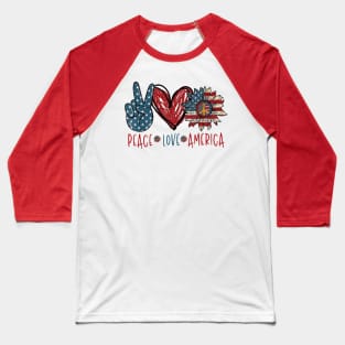 Peace love america Baseball T-Shirt